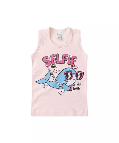 Conjunto Curto para Menina Baleia Rosa