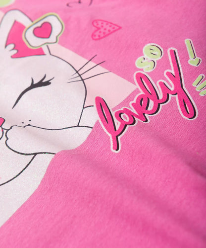Conjunto Curto para Menina no Gatinho Rosa
