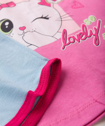 Conjunto Curto para Menina no Gatinho Rosa