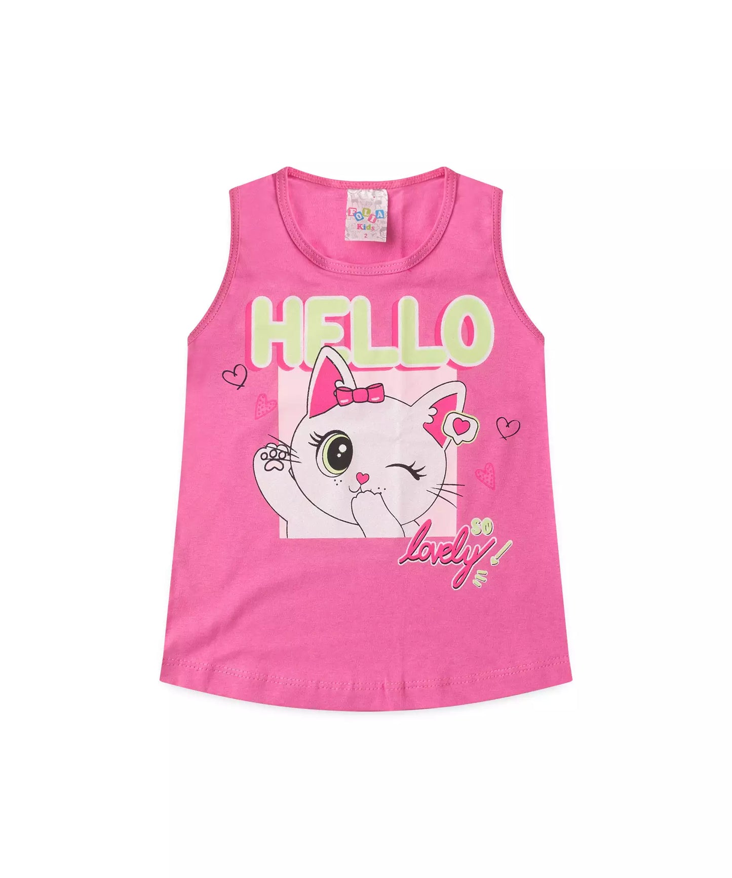 Conjunto Curto para Menina no Gatinho Rosa