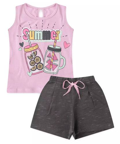Conjunto Curto para Menina Suco de Frutas Lilás