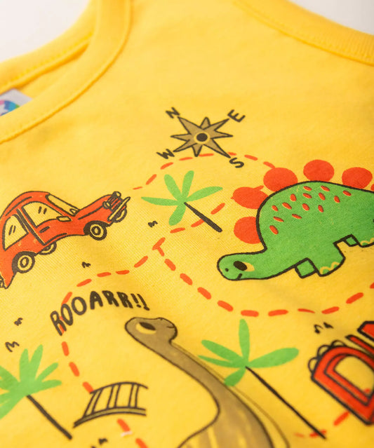 Conjunto Curto para Menino Dinossauro Amarelo