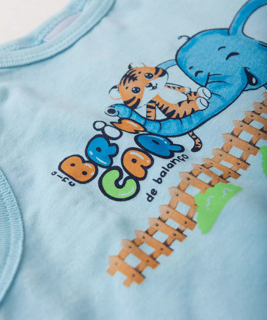 Conjunto Curto para Menino Elefantinho Azul