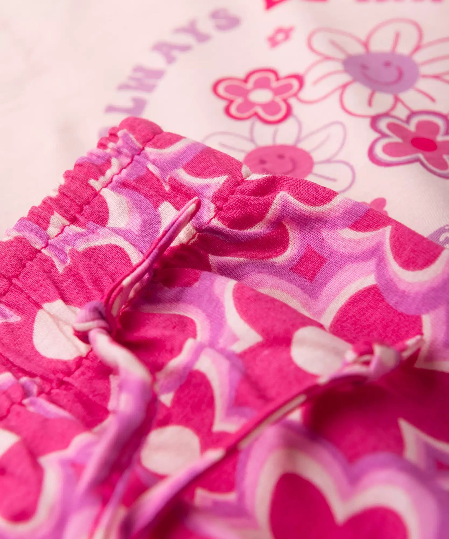 Conjunto de Verão Infantil Feminino Flores no Rosa