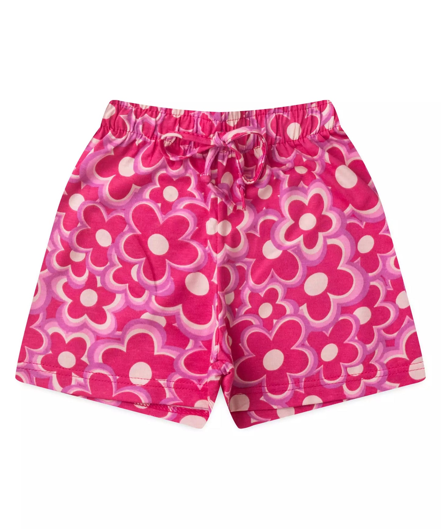 Conjunto de Verão Infantil Feminino Flores no Rosa