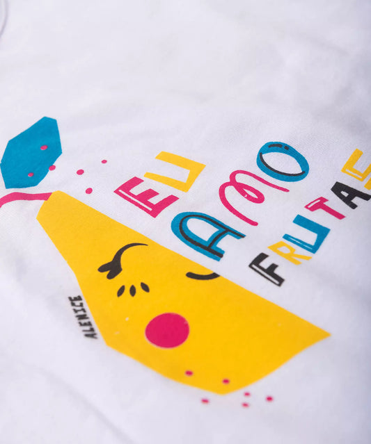 Conjunto de Verão Infantil Feminino Frutal Branco