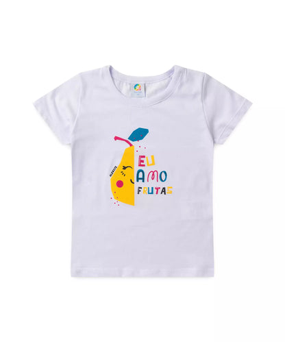 Conjunto de Verão Infantil Feminino Frutal Branco