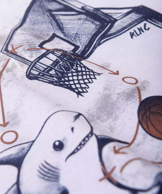Conjunto de Verão Infantil Masculino Basquete Branco
