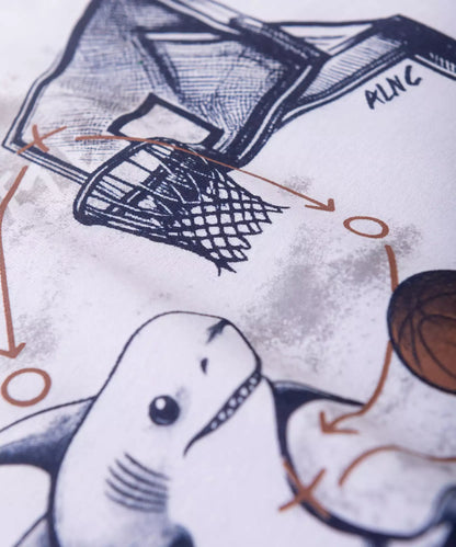Conjunto de Verão Infantil Masculino Basquete Branco