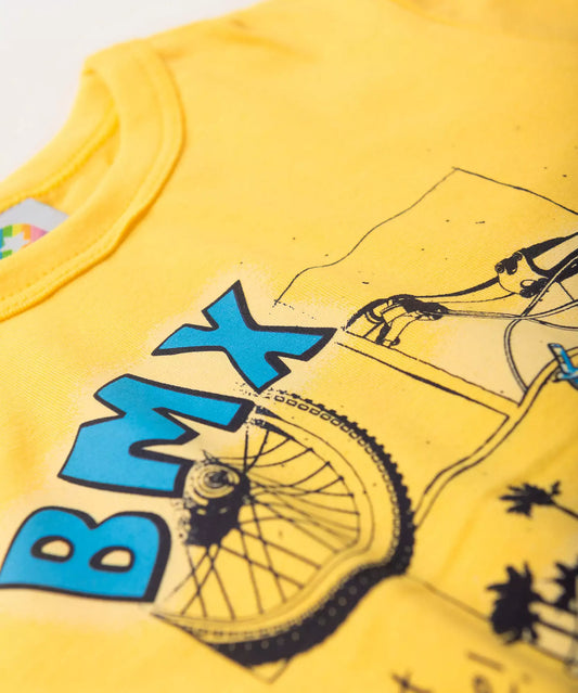 Conjunto de Verão Infantil Masculino BMX Amarelo