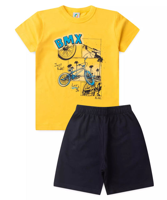Conjunto de Verão Infantil Masculino BMX Amarelo