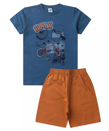Conjunto de Verão Infantil Masculino BMX Azul