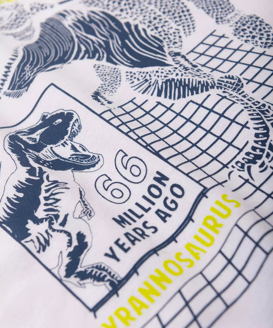 Conjunto de Verão Infantil Masculino T-Rex Branco