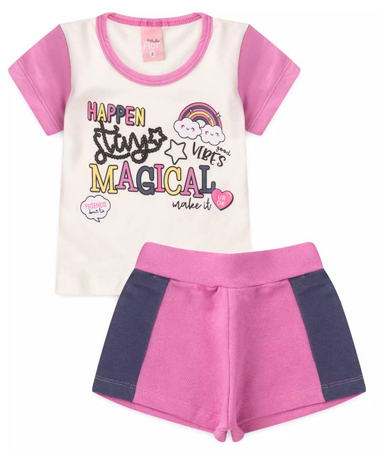 Conjunto de Verão para Menina Arco-Íris Marfim