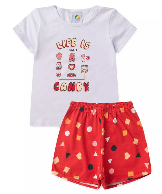 Conjunto de Verão para Menina Candy Branco