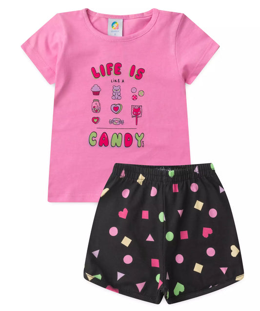 Conjunto de Verão para Menina Candy Rosa