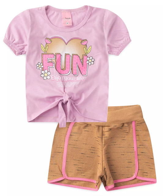Conjunto de Verão para Menina Florzinhas Lilás
