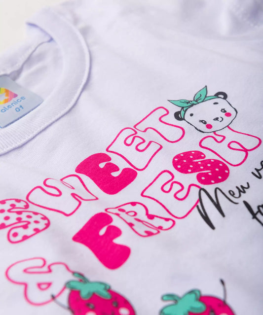 Conjunto de Verão para Menina Moranguinhos Branco