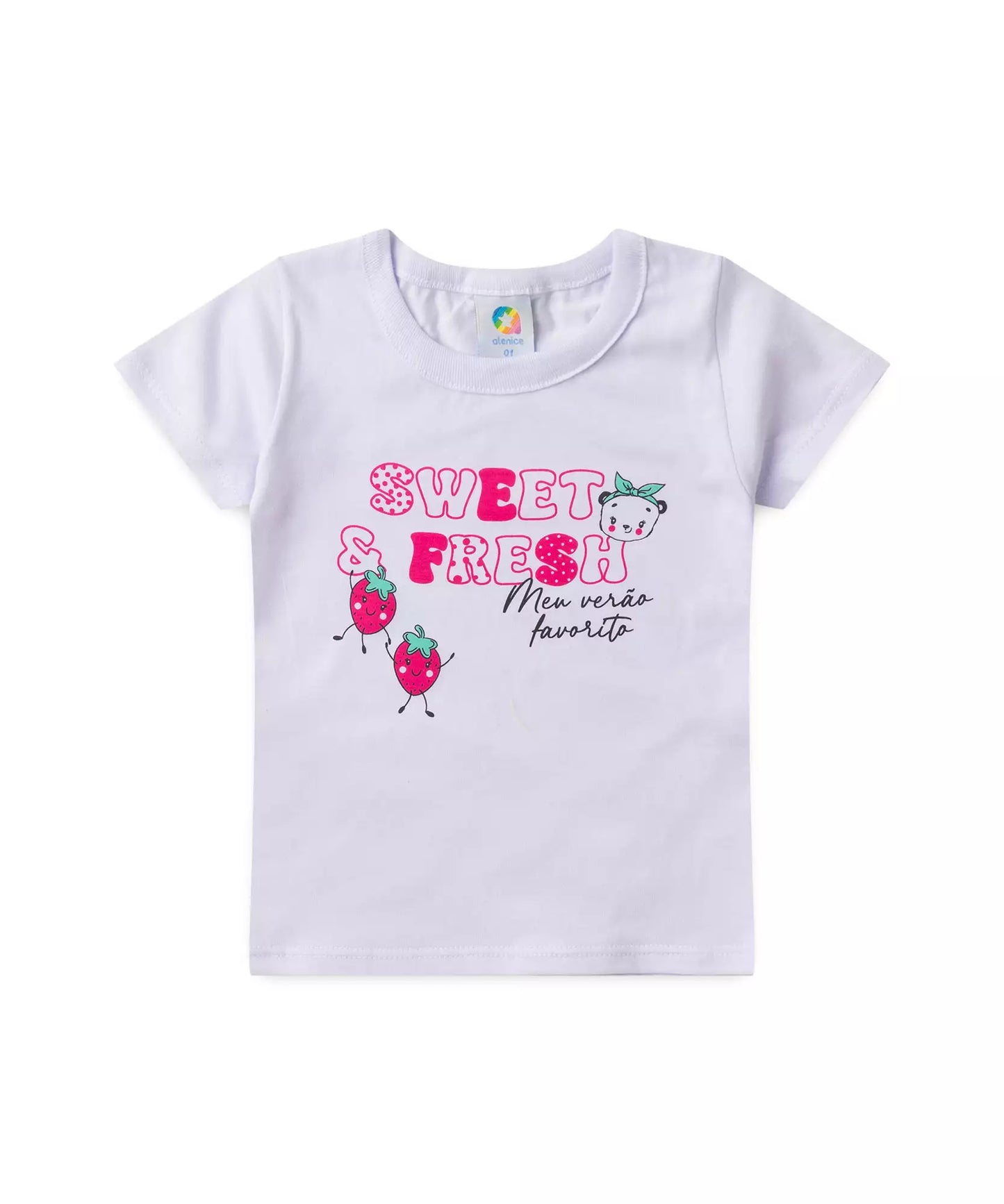 Conjunto de Verão para Menina Moranguinhos Branco