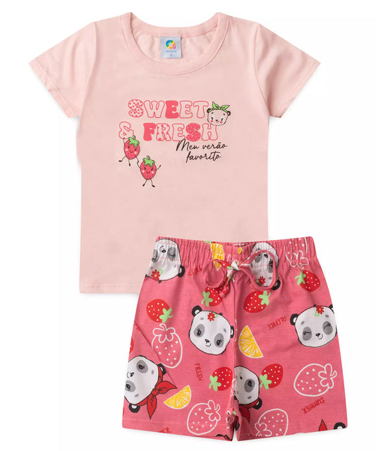 Conjunto de Verão para Menina Moranguinhos Rosa