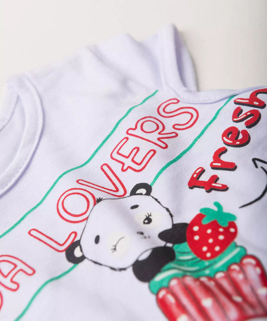 Conjunto de Verão para Menina Pandinha Branco