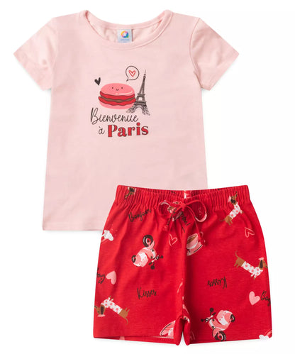 Conjunto de Verão para Menina Paris Rosa