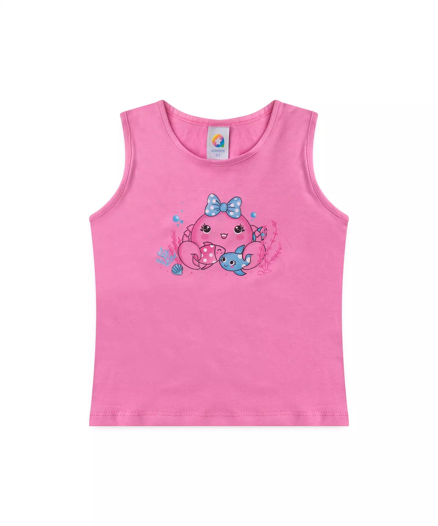 Conjunto de Verão para Menina Tartaruga Pink