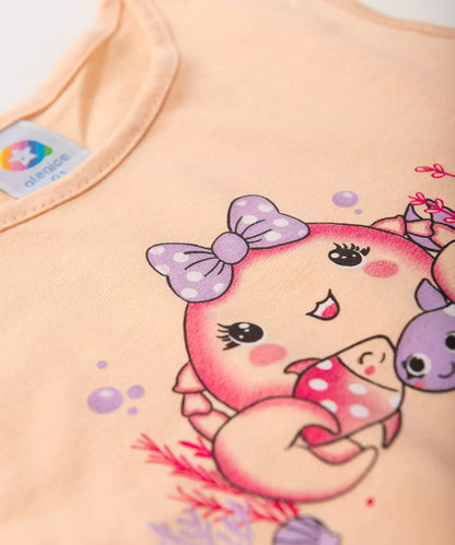 Conjunto de Verão para Menina Tartaruga Salmão