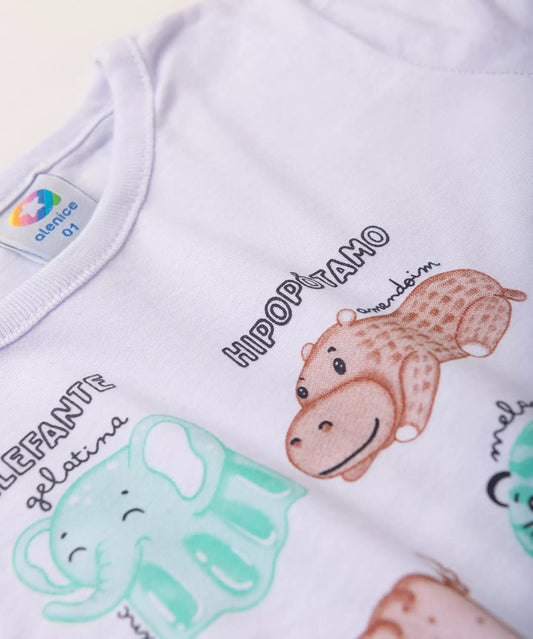 Conjunto de Verão para Menino Animaizinhos Branco