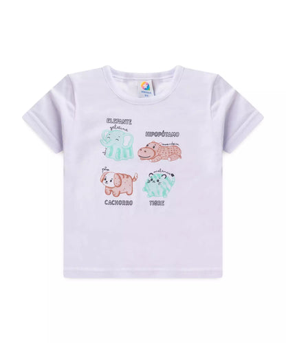 Conjunto de Verão para Menino Animaizinhos Branco