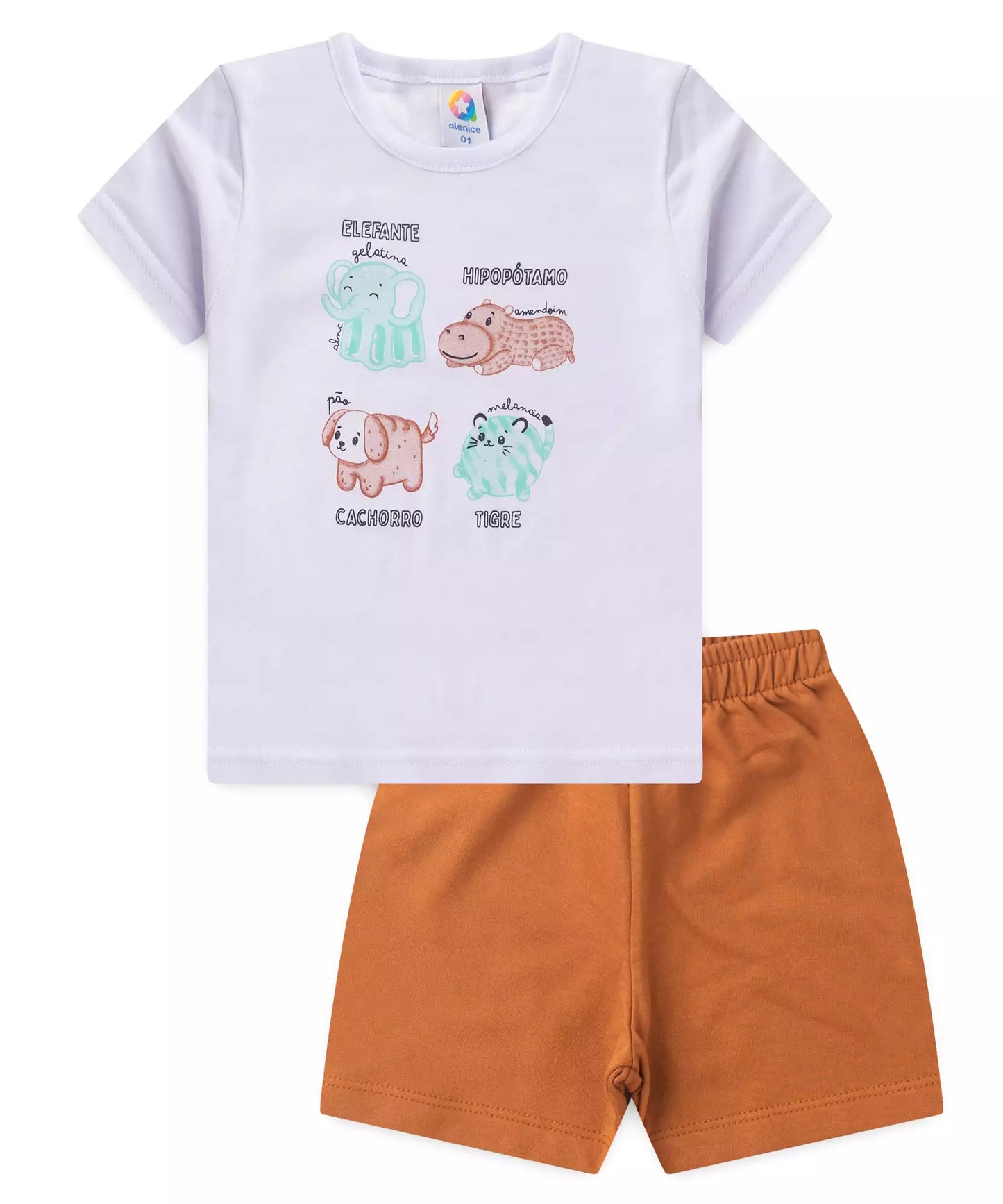 Conjunto de Verão para Menino Animaizinhos Branco