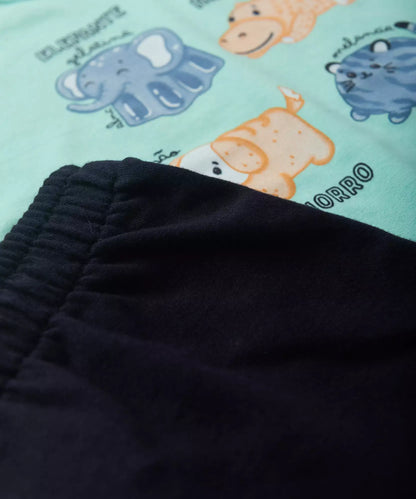 Conjunto de Verão para Menino Animaizinhos Verde