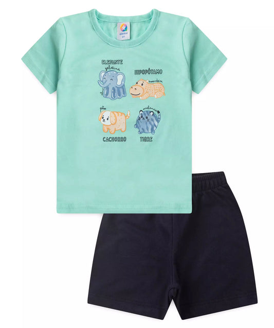 Conjunto de Verão para Menino Animaizinhos Verde