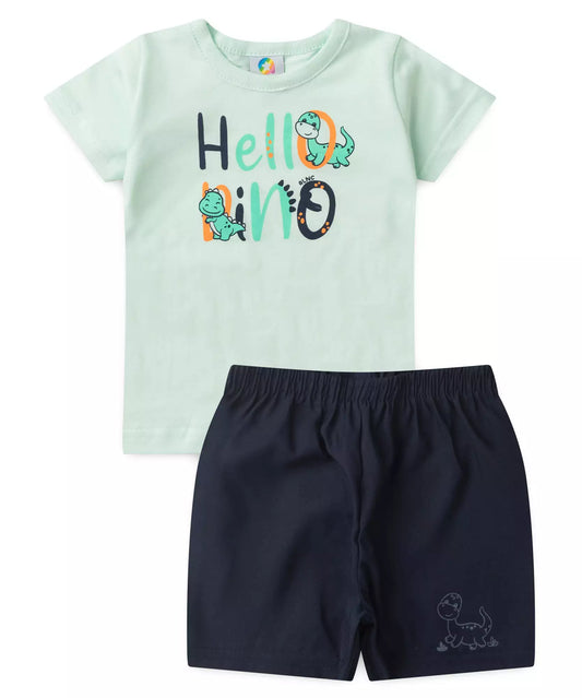 Conjunto de Verão para Menino Dino em Verde
