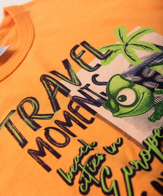 Conjunto de Verão para Menino em Estampado Laranja