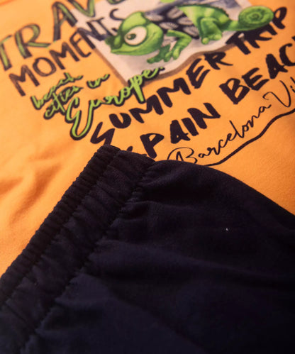 Conjunto de Verão para Menino em Estampado Laranja
