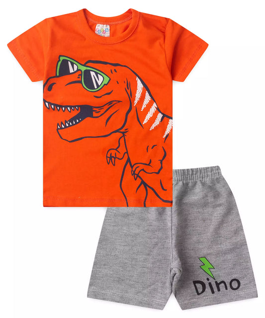 Conjunto de Verão para Menino T-Rex Laranja