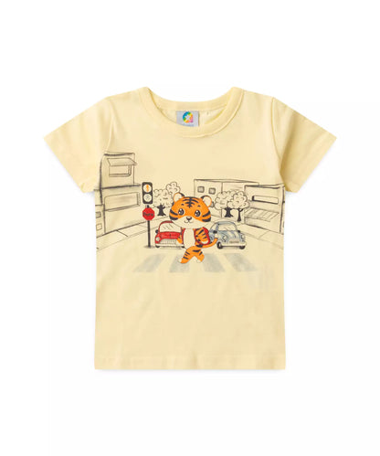 Conjunto de Verão para Menino Tigrinho Amarelo