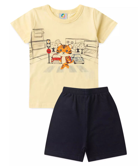 Conjunto de Verão para Menino Tigrinho Amarelo