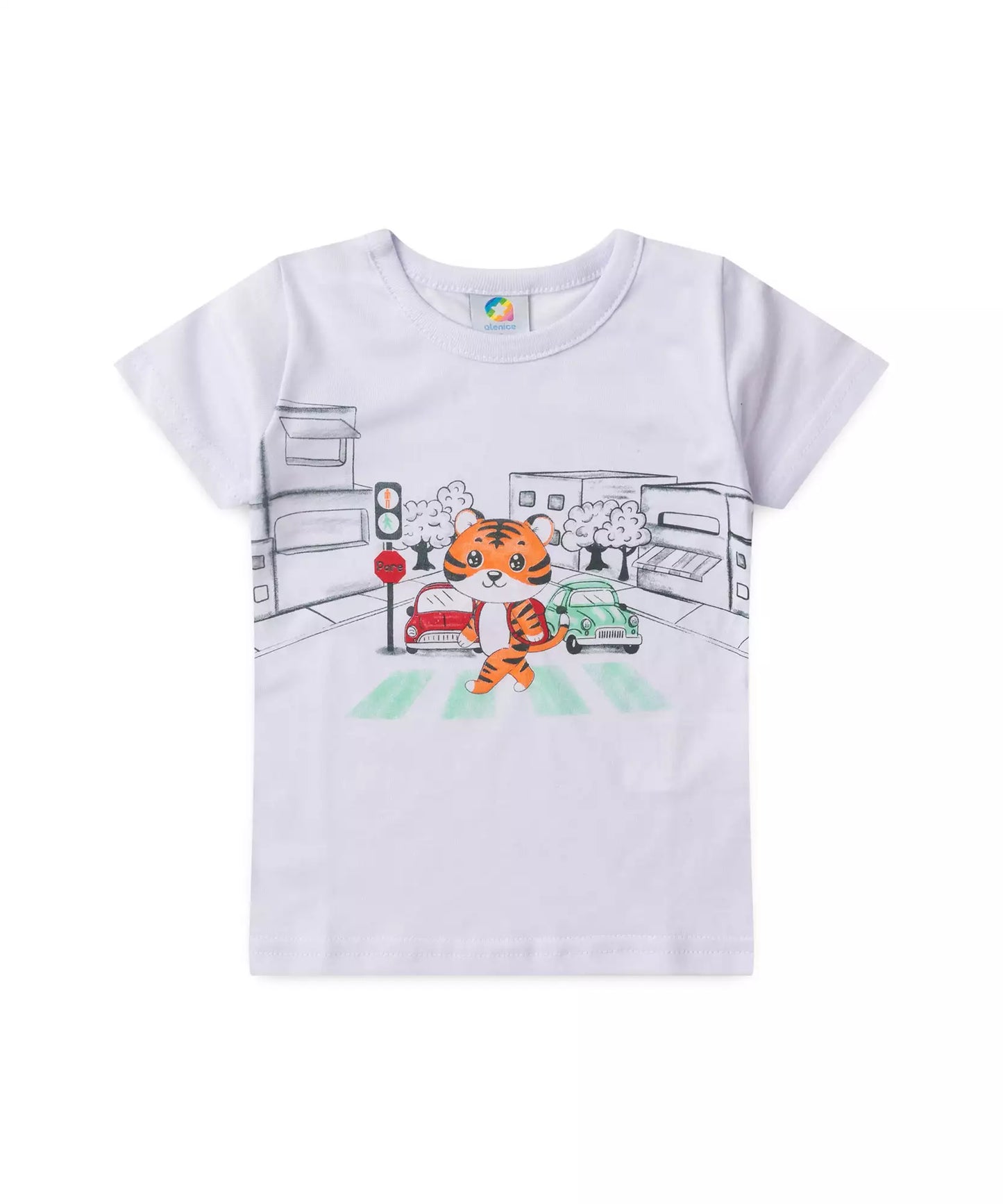 Conjunto de Verão para Menino Tigrinho Branco