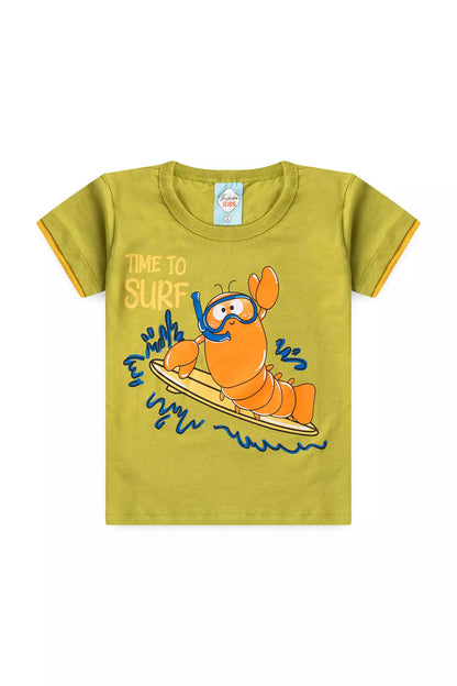 Conjunto de Verão Menino Caranguejo Divertido Verde