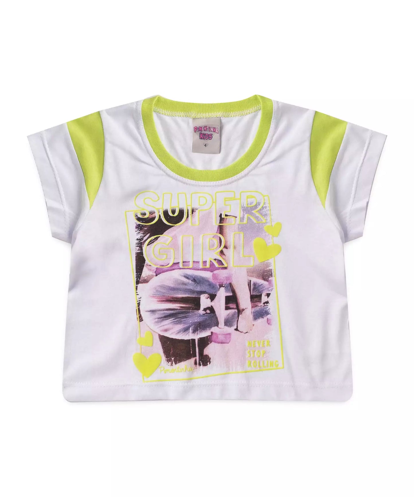 Cropped infantil Feminino Estampado Branco