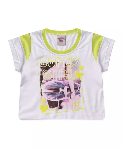 Cropped infantil Feminino Estampado Branco