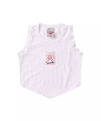 Cropped Infantil Feminino Estampado cor Branco