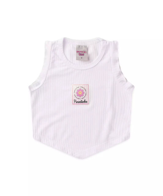 Cropped Infantil Feminino Estampado cor Branco