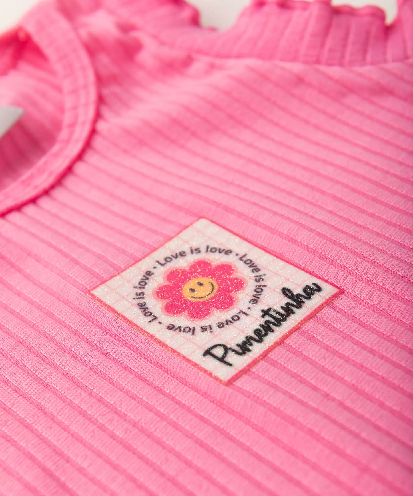 Cropped Infantil Feminino Estampado Rosa