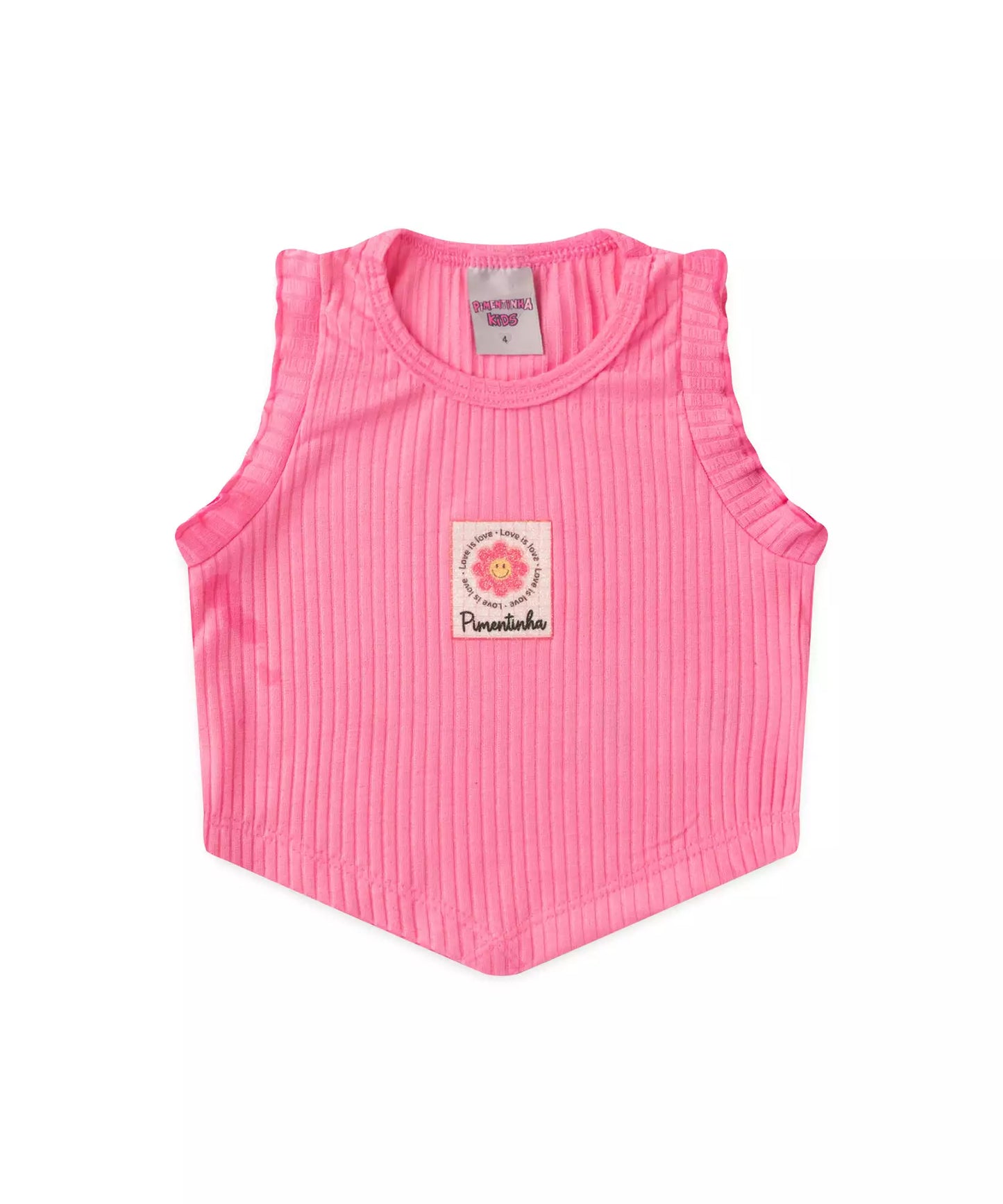 Cropped Infantil Feminino Estampado Rosa