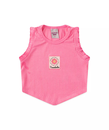 Cropped Infantil Feminino Estampado Rosa