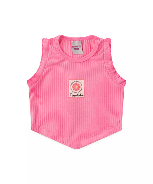 Cropped Infantil Feminino Estampado Rosa