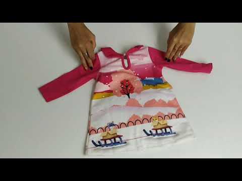 Vestido Pink de Bebê Manga Longa com Estampa